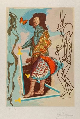 Salvador Dali (1904-1989). Courtier (Fünf der Schwerter), aus Papillons Anciennes,
