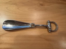 Neiman Marcus Solid Brass Shoehorn W/ Stirrup Handle 9" Long Made in Italy