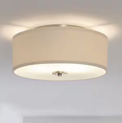 Progress Inspire 13'' 2 Light Brushed Nickel Drum Flush Mount P3713 09 