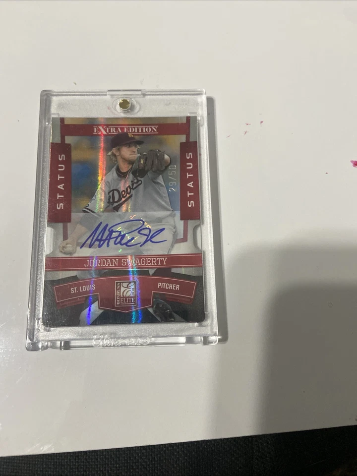 2010 Panini Donruss Elite Jordan Swaggerty Magic Johnson Auto #/50 SP Error - Image 3 of 4