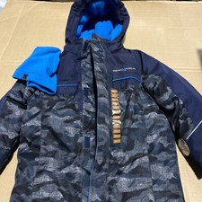 zero xposur kids 6x/7 blue camo jacket beanie