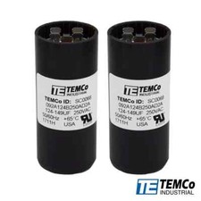 TEMCo 124-149 uf/MFD 220-250 VAC volts Round Start Capacitor 50/60 Hz -Lot-2