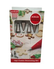 GoodCook Sweet Creations Kit Decorazione Biscotti 12 pz 4 Punte in Metallo e 8 Sacchetti