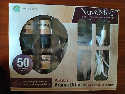 Nuvo Med Portable Aroma Diffuser for Aromatherapy with (4) 5mL Oil Bottles