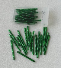 Twisted Czech Glass Bugle Beads 30mm SL.Green 80pc.
