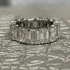 8Ct Emerald Cut Simulated Diamond Wedding Band 18K White Gold Plated Eternity
