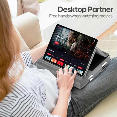 Tablet Pillow Stand, Multi-Angle Viewing Ipad Holder for Lap, Bed and Grey - Picture 2 of 7