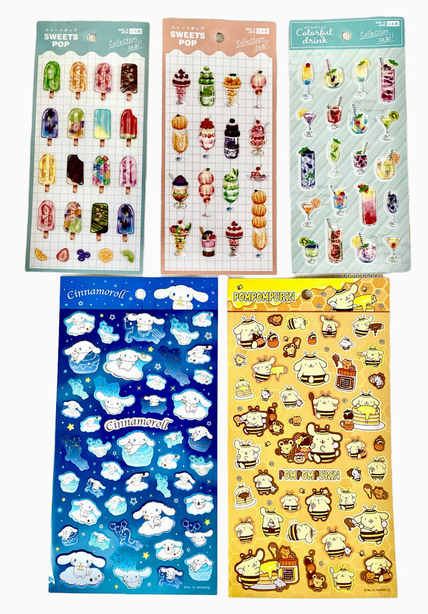 Made in Japan Summer Drinks&Sweets&Sanrio Sticker Collection Seal Daiso  5sheets