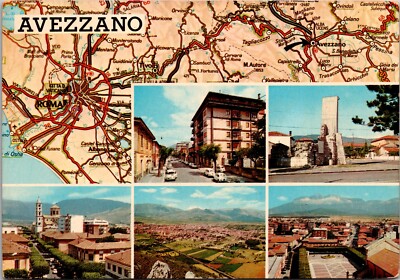 6x4'' Postcard Rome Italy - 5 photo multiview plus map - postmarked 1981