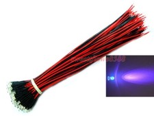 50 pcs 3mm Purple LED Lamp Light Set 20cm Pre Wired 12V DC Free Shipping New