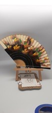 Vintage Fabric  Bamboo Hand Painted Fan-flowers