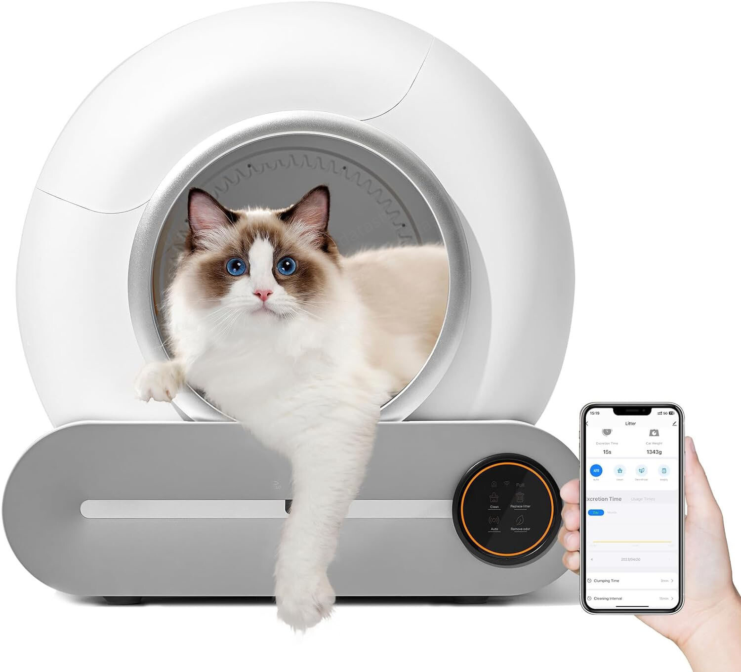 Inodoro para gatos autolimpiante WIFI APP inteligente para varios gatos WC 65L