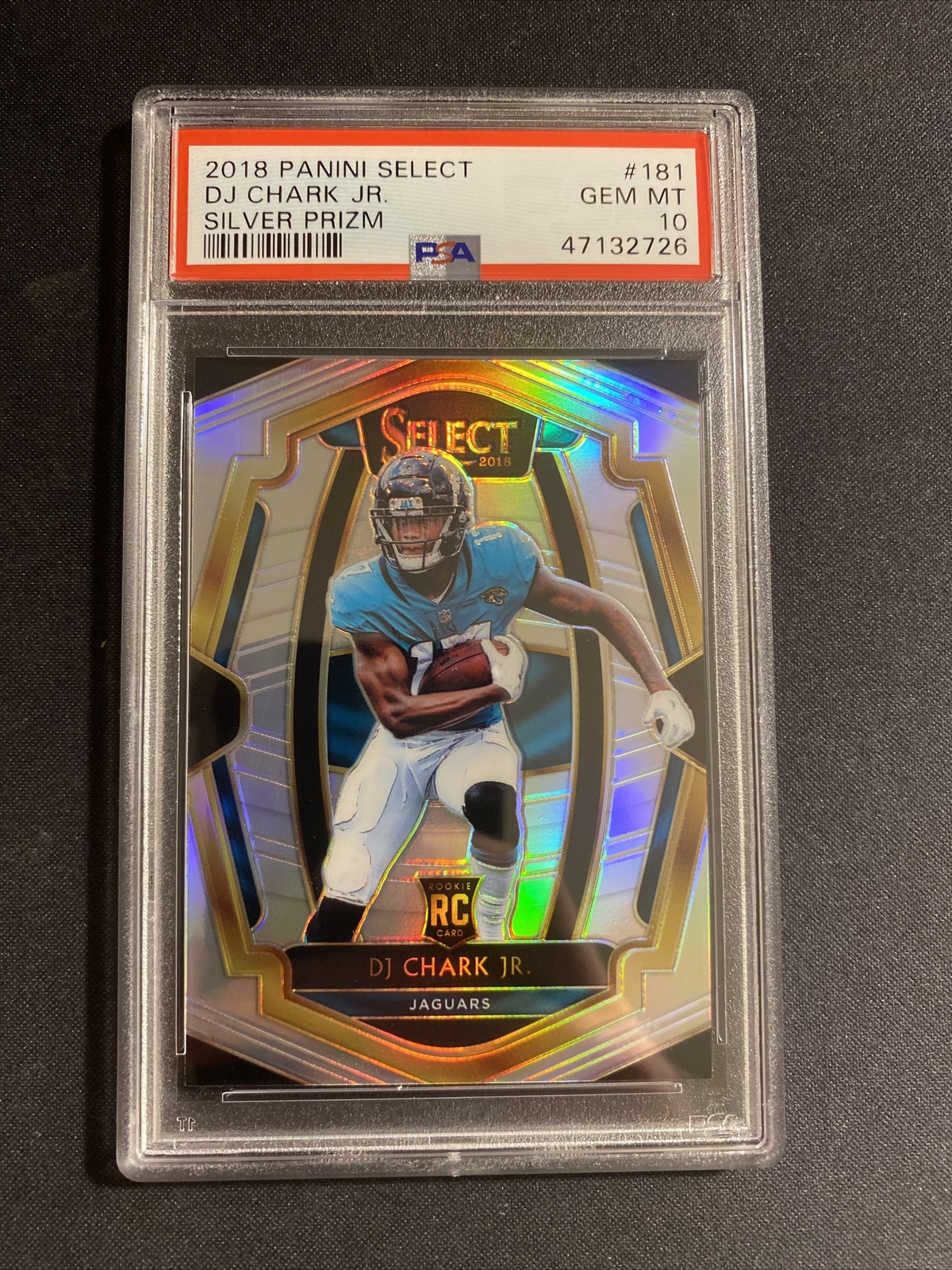 2018 Panini Select DJ Chark RC Premier Level Silver Prizm Jaguars #181 PSA 10