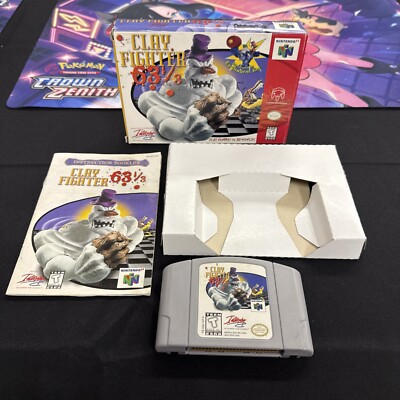 Clay Fighter 63 1/3 Nintendo 64 N64 Complete In Box CIB Great Shape Clayfighter