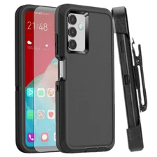 For Samsung Galaxy A13 5G Shockproof Black Hard Defender Case w/Clip & Screen
