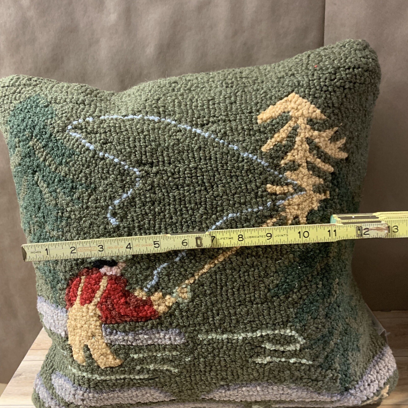 Chandler 4 Corners Fishing Fisherman Fly Wool Pillow Hooked Throw