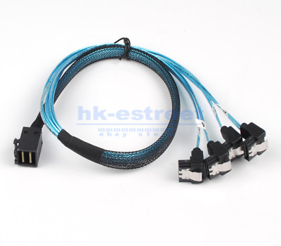 Mini SAS SFF-8643 to Angle 4x SATA 7Pin Raid Server Cable 50cm For LSI 9300-8i