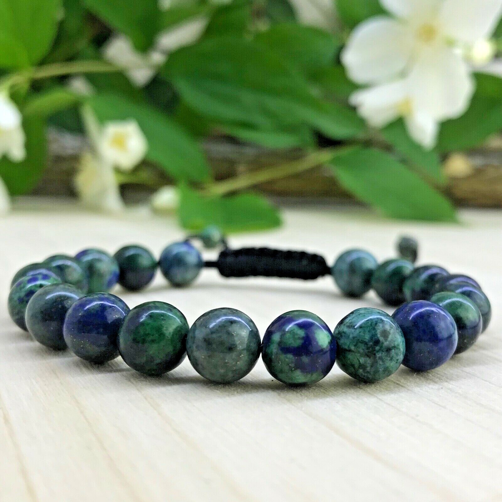 Bracelet pierre de Phoenix perles naturelles 8mm, bijou lithothérapie homme femme tressé