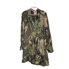 Farm Rio Size XS Green Cool Leopard Mini Wrap Dress Tropical Beaded Nwt Vacation