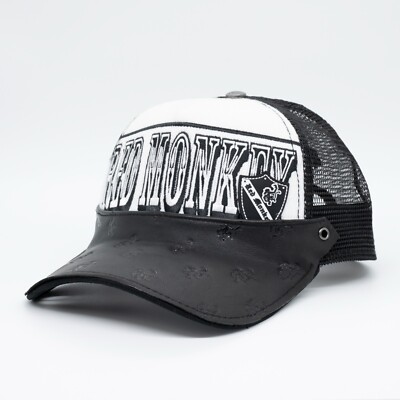 Red Monkey Designer Trucker Cap Los Angeles Limited Edition Leather Tattoo SALE