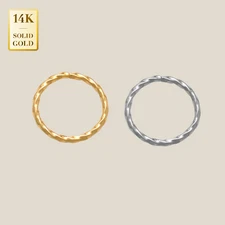 14K REAL Solid Gold Twisted Continuous Septum Body Hoop Ring Nose Cartilage 20G