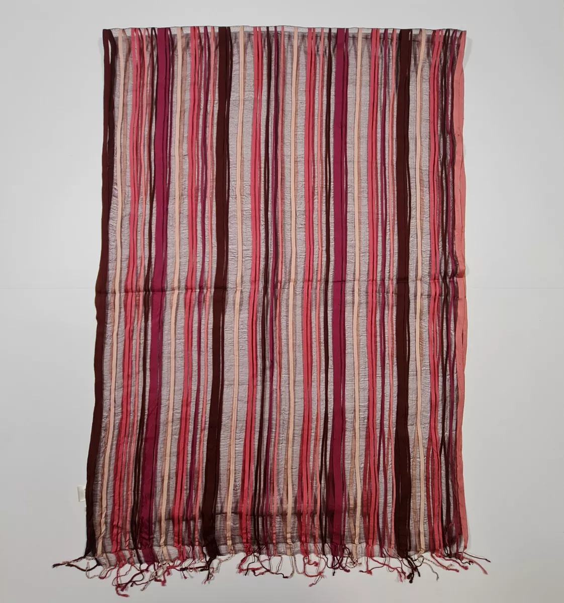 Sasha Womens Shawl Scarf Pink Silk Cotton Striped Lightweight 74 x 26