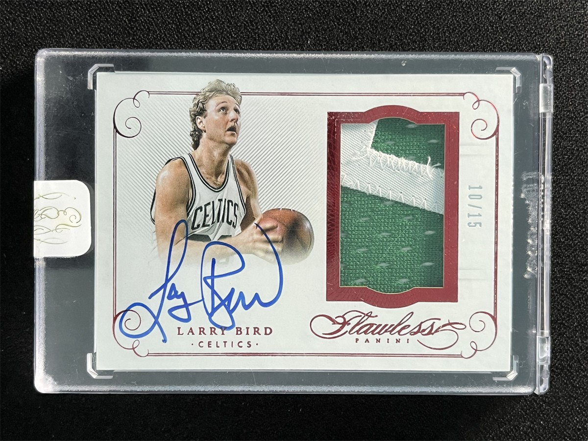 2014-15 Panini Flawless Basketball Larry Bird #PA-LB Ruby Patch Auto Celtics /15 view 1