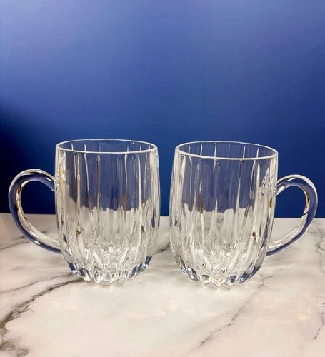 Stunning Set 2 Mikasa Park Lane cut Lead Crystal Mugs 12 oz contemporary style