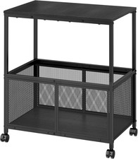 Mobile Lateral File Cabinet on Wheels - Black File Organizer for Home Office