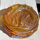 Fenton Marigold Carnival Glass Vanity Trinket Dish w/Textured Floral Design VTG