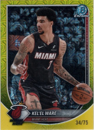 Kel’el Ware 2025-26 Topps Bowman Yellow /75 #BCV-90 Miami Heat