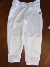 Adidas Aeroready Softball Pants Youth Medium White Elastic Waist Ankle Stretch