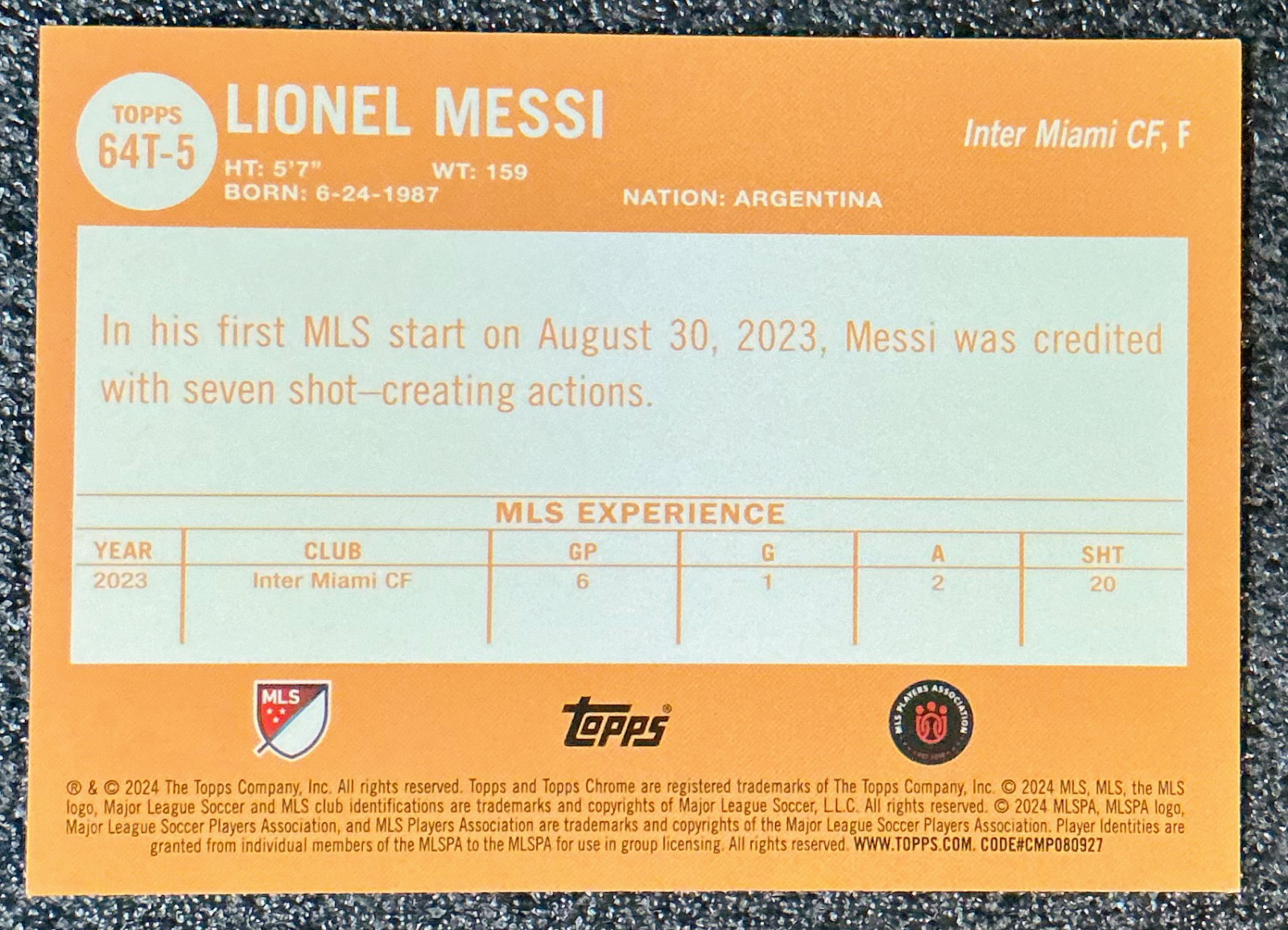 Lionel Messi 2024 Topps Chrome MLS #64T-5 1964 Topps Chrome Refractor - Miami view 2