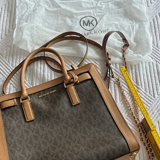 Michael Kors Damen Tragetasche Braun Logo Canvas/Leder Reißverschluss