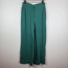 & Other Stories Stockholm Atelier Pants Women 6 Green Printed High Rise Wide Leg
