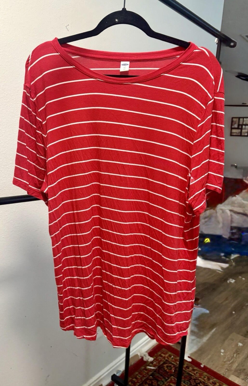 Old Navy Women's Luxe Red/White Striped Scoop Neck XL