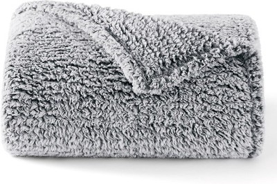 Bedsure Sherpa Fleece Überwurf Decke grau 130x150cm Einzel Schlafsofa weich flauschig