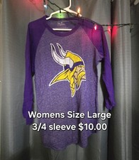 Minnesota Vikings Thielen 19 Women's Large 3/4 Sleeve NFL Shirt Purple