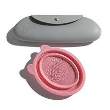 Silicone Makeup Brush Holder Foldable Cleaner Set Travel Gray