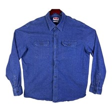 Wrangler Shirt Mens Extra Large Blue Denim Flex Stretch Workwear Western Pockets
