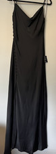NEW Lulu's Womens Truly a Beauty Satin Cowl Neck Side Button Maxi Dress Size S