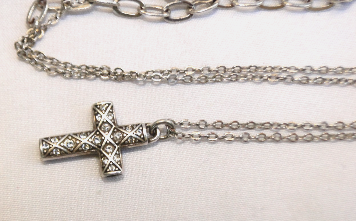 Brighton Silver & Crystal Cross Pendant Necklace
