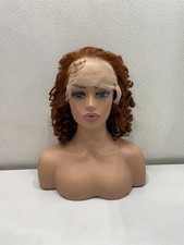 Alpearl 20" Ginger Orange Bouncy Curl Human Hair Lace Front Short Wig