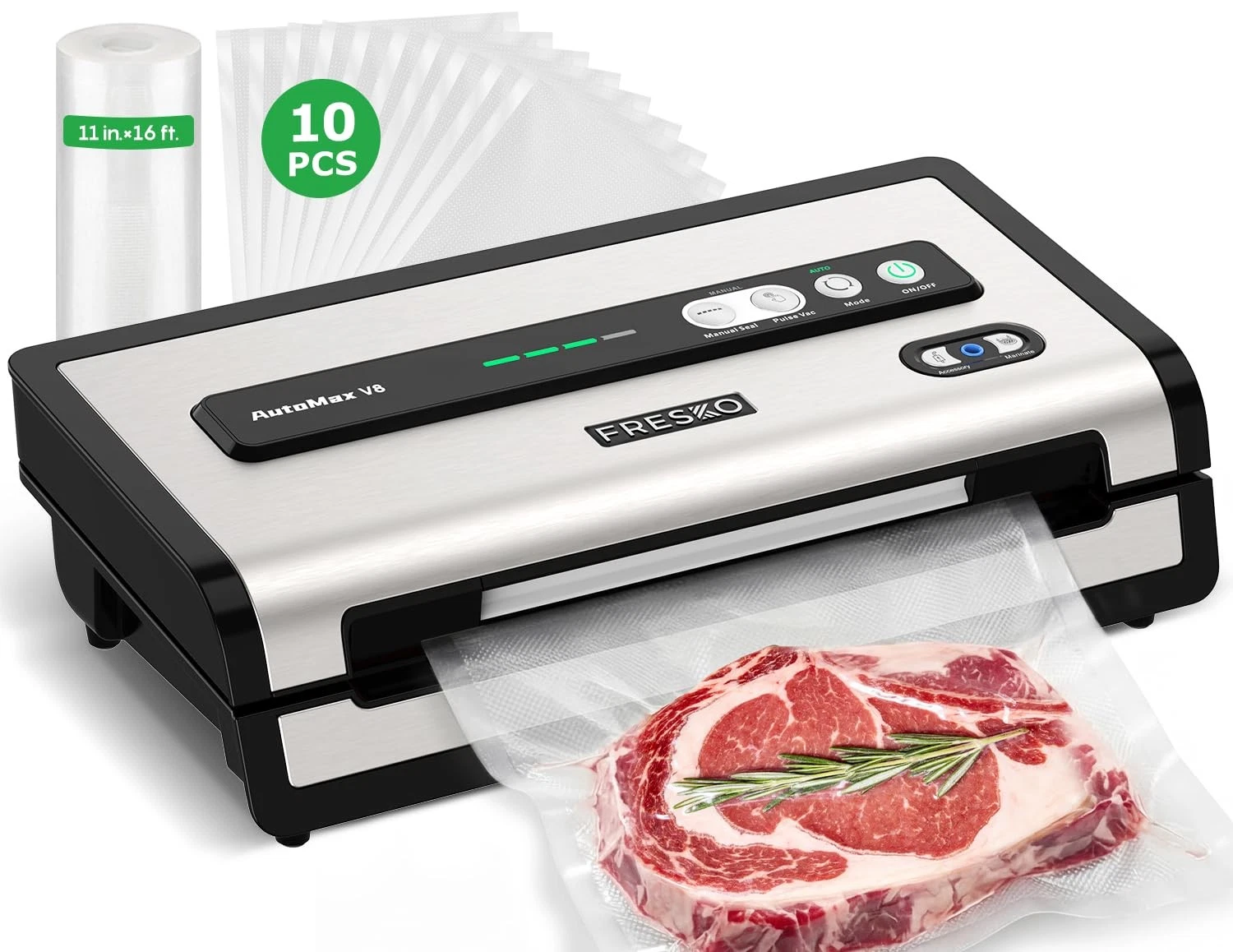 Automatic Vacuum Sealer for Food, Hands-Free Operation Food Sealer, Continuou...