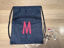 Thirty One Cinch Sac Navy Crosshatch, Hot Pink M , New In Bag