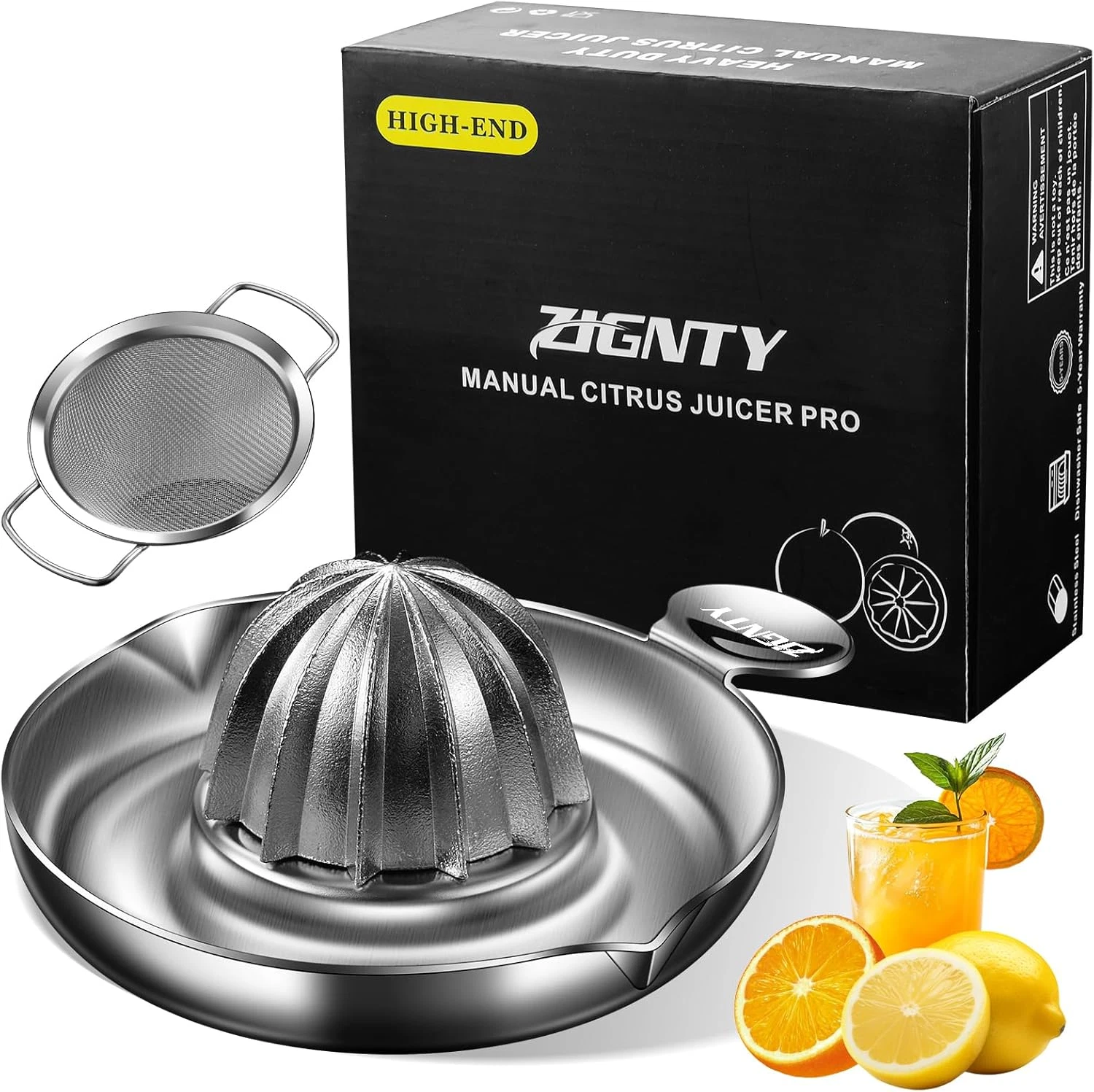 Lemon Squeezer Stainless Steel, Heavy Duty Hand Manual Citrus Juicer, Premium Or