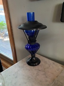 Vintage Cobalt Blue Mini Kerosene Oil Lamp