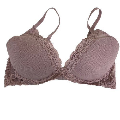 Natori Feathers Plunge T-Shirt Bra 34C Black Lace Trim Sexy Everyday Style