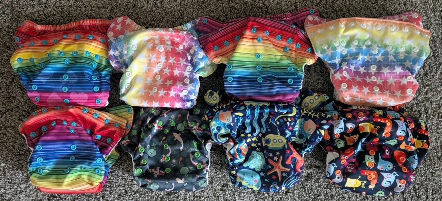 Lot Of 8 Smart Bottoms Cloth Diapers AIO Adjustable Size 3.1 $256 value