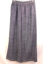 Karen Kane Pants  Linen Blend Wide Leg Womens size M Blue Elastic Waist Pull On